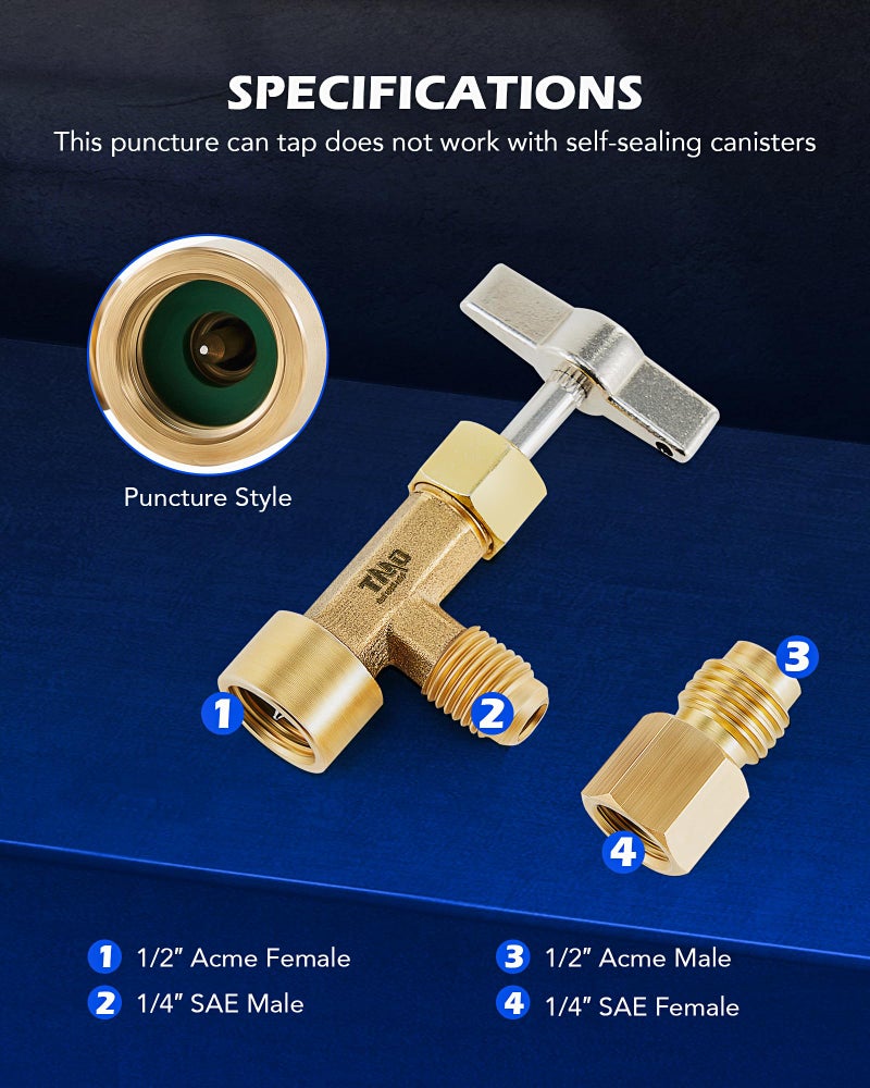Orion Motor Tech R134a Can Tap  Puncture Style R134a Refrigerant Dispenser with Tank Adapter for 1/4"" and 1/2"" AC Charging Hoses for Refilling Automotive Truck SUV and Other Air Conditioning Systems - Image 3